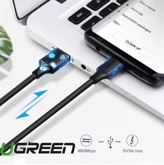 Cáp sạc, dữ liệu USB Type-A 2.0 sang USB Type-C dài 2M Ugreen 60118 cao cấp